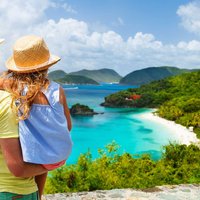 Family at Trunk bay on St John island