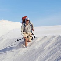 The journey in the desert on the white dunes.