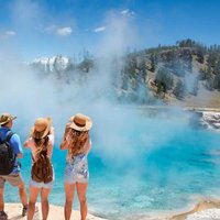 Architectural wonders: Mammoth Hot Springs, Liberty Cap.
Geological oddities: geysers, hot springs, mudpots.
Wildlife: bison, elk, grizzly bears.