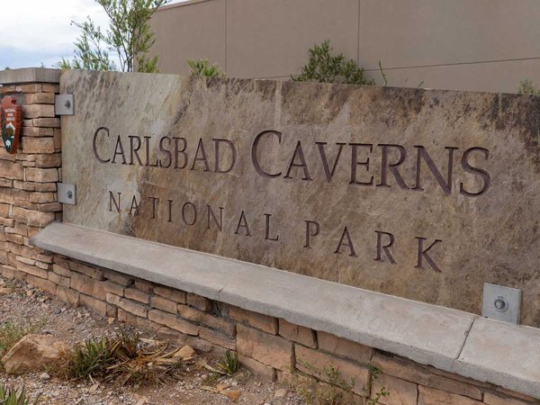 Sign for Carlsbad Caverns National Park in New Mexico