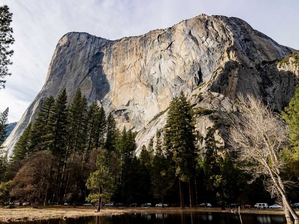 Daytime view of the merced river landscape of Yosemite National