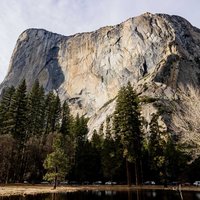 Daytime view of the merced river landscape of Yosemite National