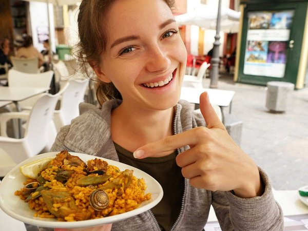 Sarah samples a local Tex-Mex entree while on a food tour in South East Texas