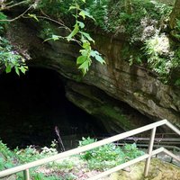 The steep steps and walking path by the entrance of Mammoth Cave National Park near Kentucky, U.S