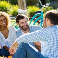 Friends having fun in park