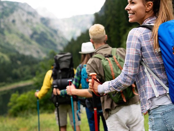 Hiking camping backpacker outdoor journey travel trekking concept