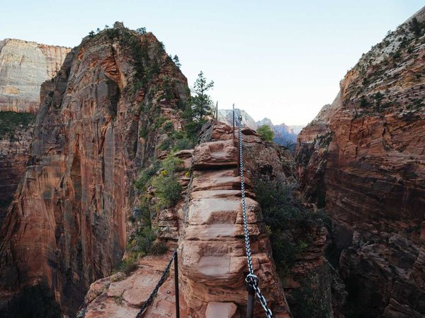 Angels landing hiking trail in Zion National Park, Utah, USA