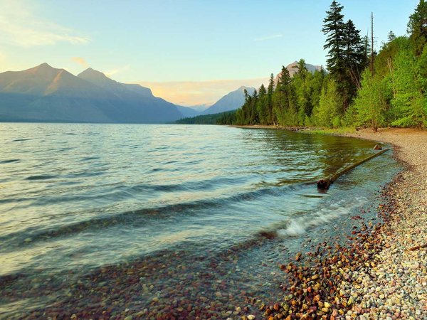 Mountains and McDonald lake in Glacier National Park