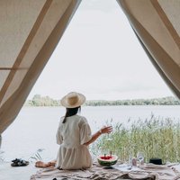 Woman enjoys some serenity on a solo getaway
