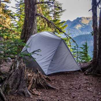 Backcountry camping in Rainforest at North Cascade Mountains in