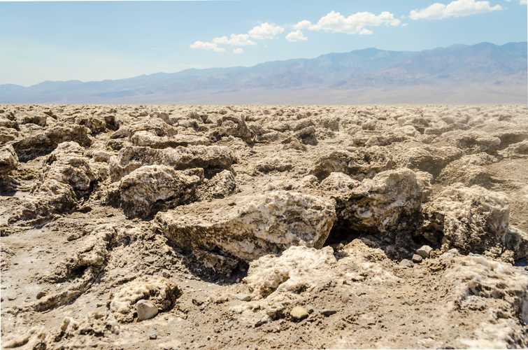 The empty salt pan of Devil's Golf Course in Death Valley, California