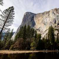 Daytime view of the merced river landscape of Yosemite National