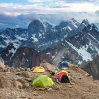 Camping Tents and High Mountain View