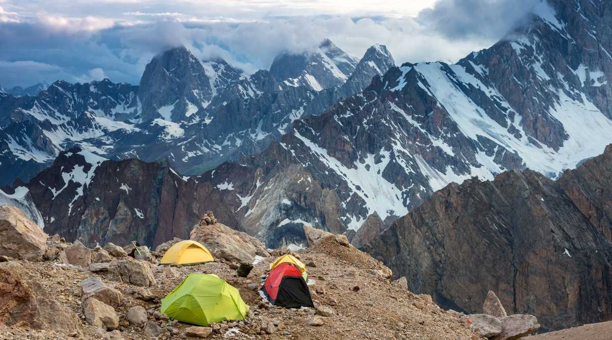 Camping Tents and High Mountain View