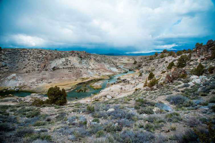 Hot Creek Geological Area near Mammoth Lakes California, in the