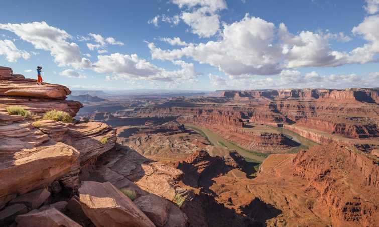 Hiker at Dead Horse Point State Park, Utah, USA