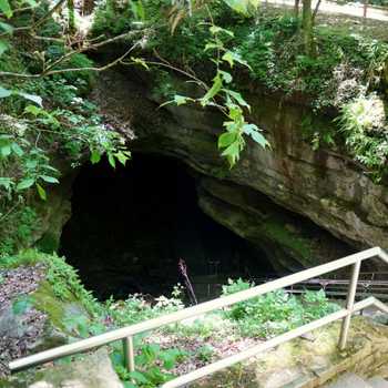 The steep steps and walking path by the entrance of Mammoth Cave National Park near Kentucky, U.S