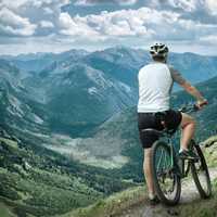 A person can enjoy beautiful sights while riding trails on his mountain bike